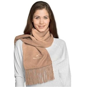 Tan Peruvian Alpaca Wool Scarf Fringe Soft Warm Winter